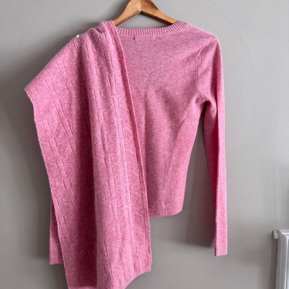HELLESSY Colt Pink Cashmere Sweater with Shoulder Scarf Size Extra Small XS $850 - Picture 3 of 8